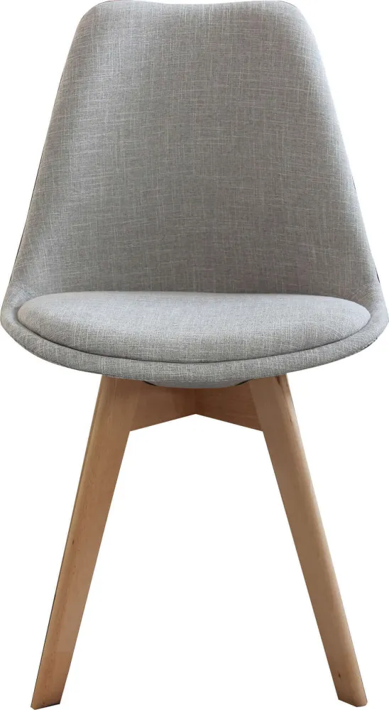 MARIANNE - set di 6 sedie moderne imbottite tessuto con gambe legno Grigio Milani Home