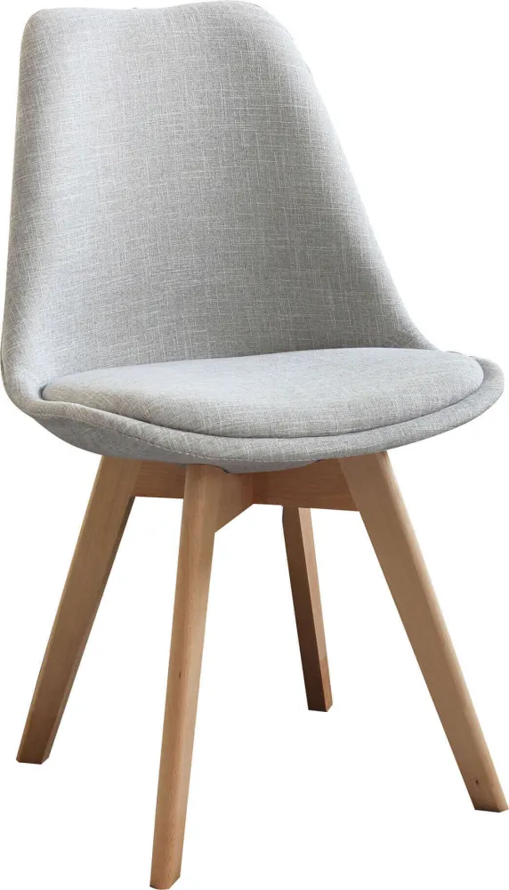 MARIANNE - set di 6 sedie moderne imbottite tessuto con gambe legno Grigio Milani Home