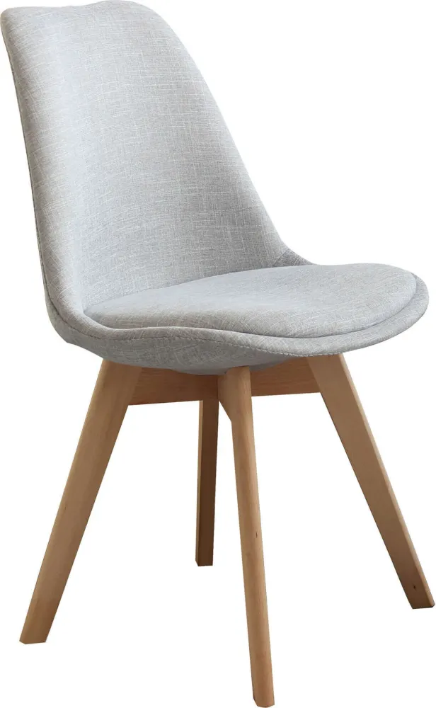 MARIANNE - set di 6 sedie moderne imbottite tessuto con gambe legno Grigio Milani Home