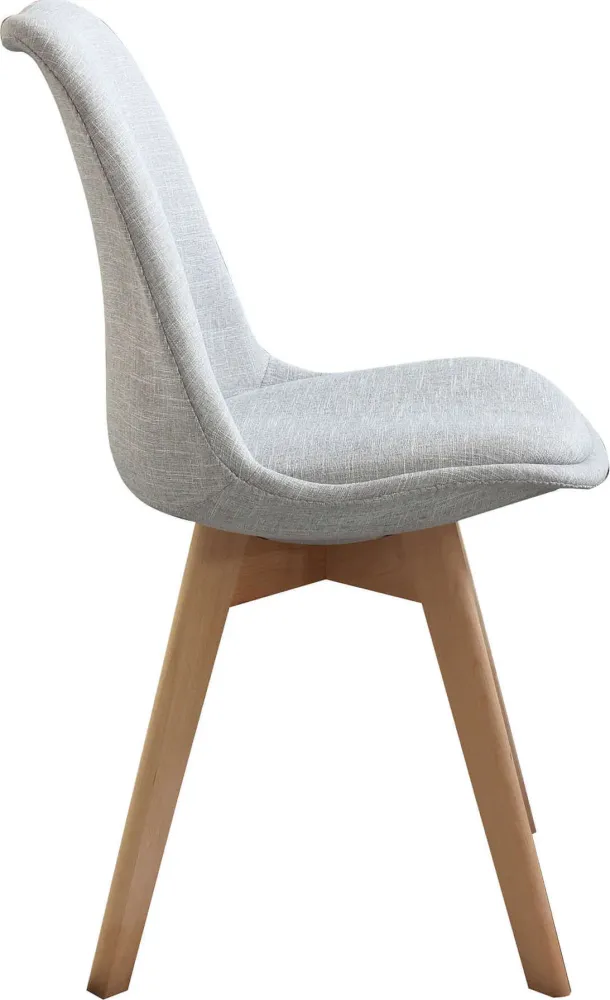 MARIANNE - set di 6 sedie moderne imbottite tessuto con gambe legno Grigio Milani Home