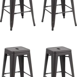 MARIGNO - set di 4 sgabelli alti metallo Nero Milani Home