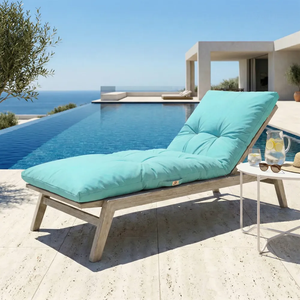 Materassino Lettino Prendisole 185x55 Blu Caraibi - Spesso 12cm & Impermeabile
