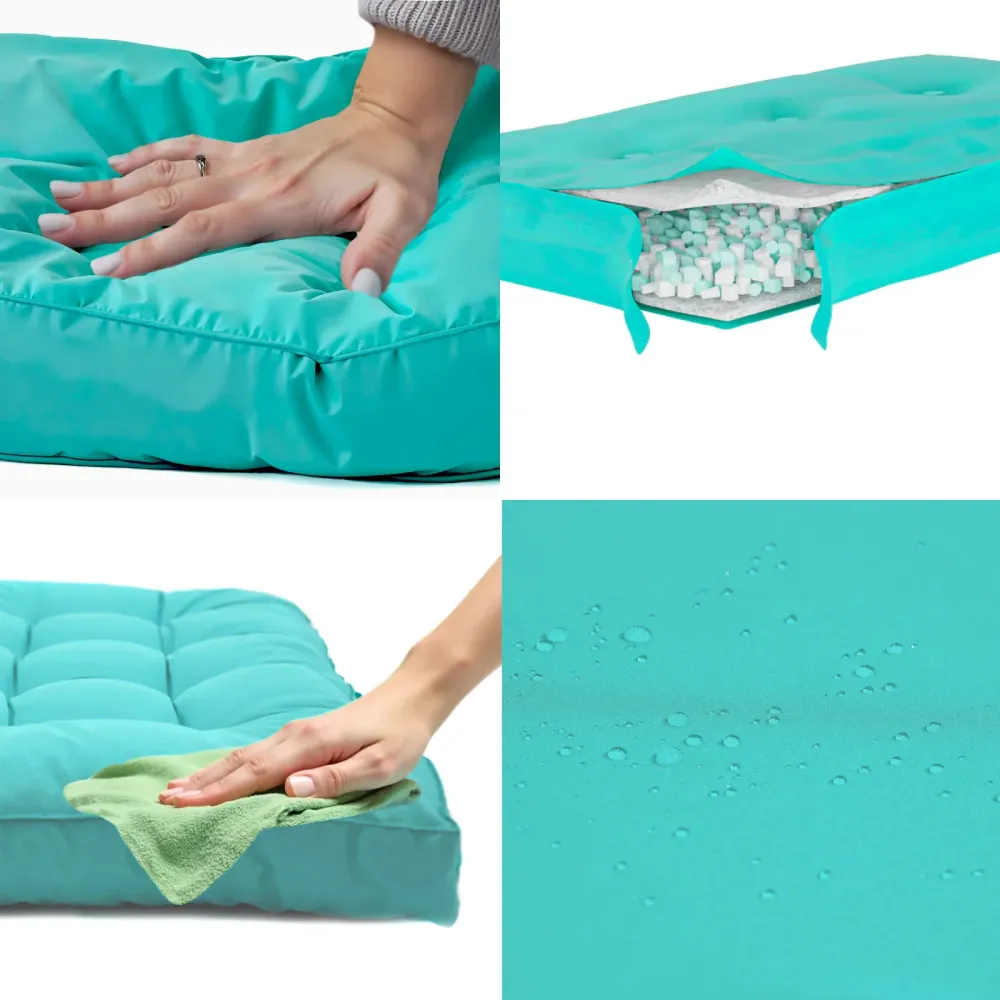 Materassino Lettino Prendisole 185x55 Blu Caraibi - Spesso 12cm & Impermeabile