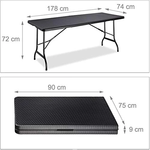 Maxx - Tavolo da giardino plastica - pieghevole - Nero