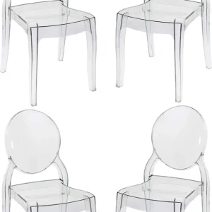 MELODIE - set di 4 sedie policarbonato trasparente Trasparente Milani Home
