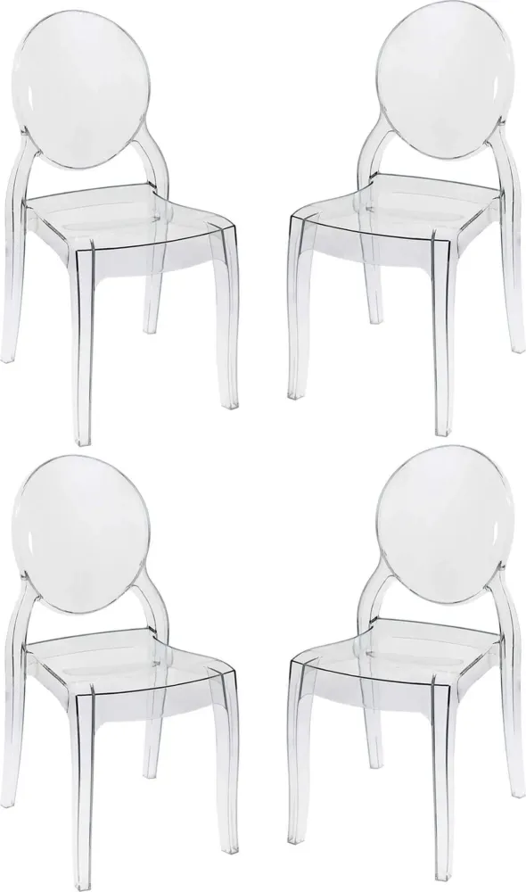 MELODIE - set di 4 sedie policarbonato trasparente Trasparente Milani Home