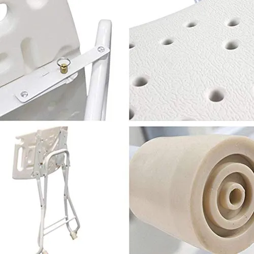 MFLASMF Poggiapiedi Ottomano Sedile Doccia Sgabello Pieghevole Sedile da Bagno Panca Bagno per Anziani con Foro di Scarico...