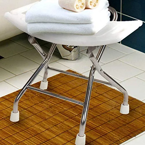 MFLASMF Poggiapiedi Ottomano Sedile Doccia Sgabello Pieghevole Sedile da Bagno Panca Bagno per Anziani con Foro di Scarico...
