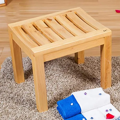 MGMDIAN Sgabello da Bagno Sgabello Legno massello di Cedro Panca di Legno Sgabello Lavare Sgabello Quadrato Sgabello da Ba...