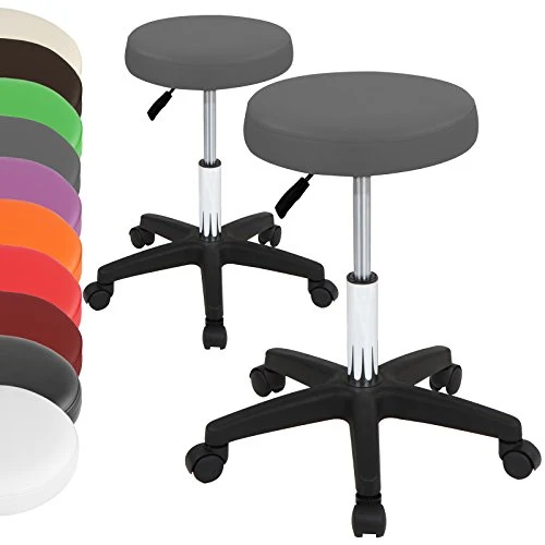 MIADOMODO Set di 2 sgabelli girevoli, Sgabelli Pieghevoli, Altezza Regolabile, da Bar, Comodi, Grigio, da Lavoro, rotelle...