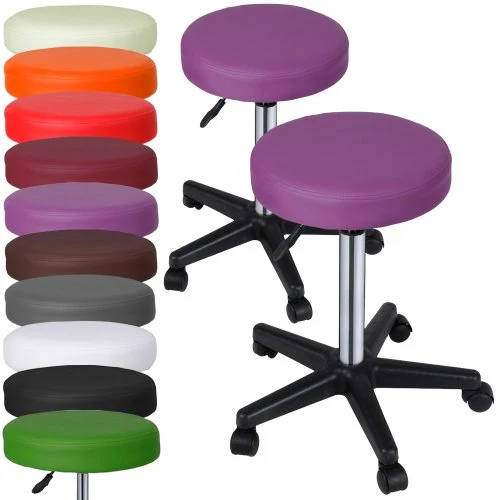 MIADOMODO Sgabelli Regolabili con Ruote Colore Viola Set da 2