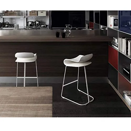 Miwaimao - Sgabello alto acciaio INOX per casa, semplice e creativo, confortevole (colore: rosso, dimensioni: 76 cm), bian...