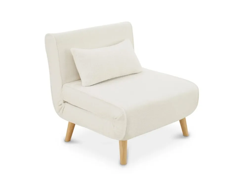 Poltrona trasformabile tessuto effetto montone bianco ecrù TONKA MLM
