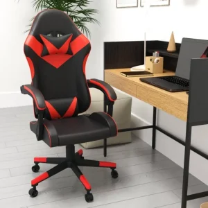 Sedia da gaming similpelle nera e rossa PIXEL MLM