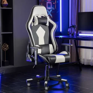 Sedia da ufficio da gaming similpelle nera e bianca SOUL MLM