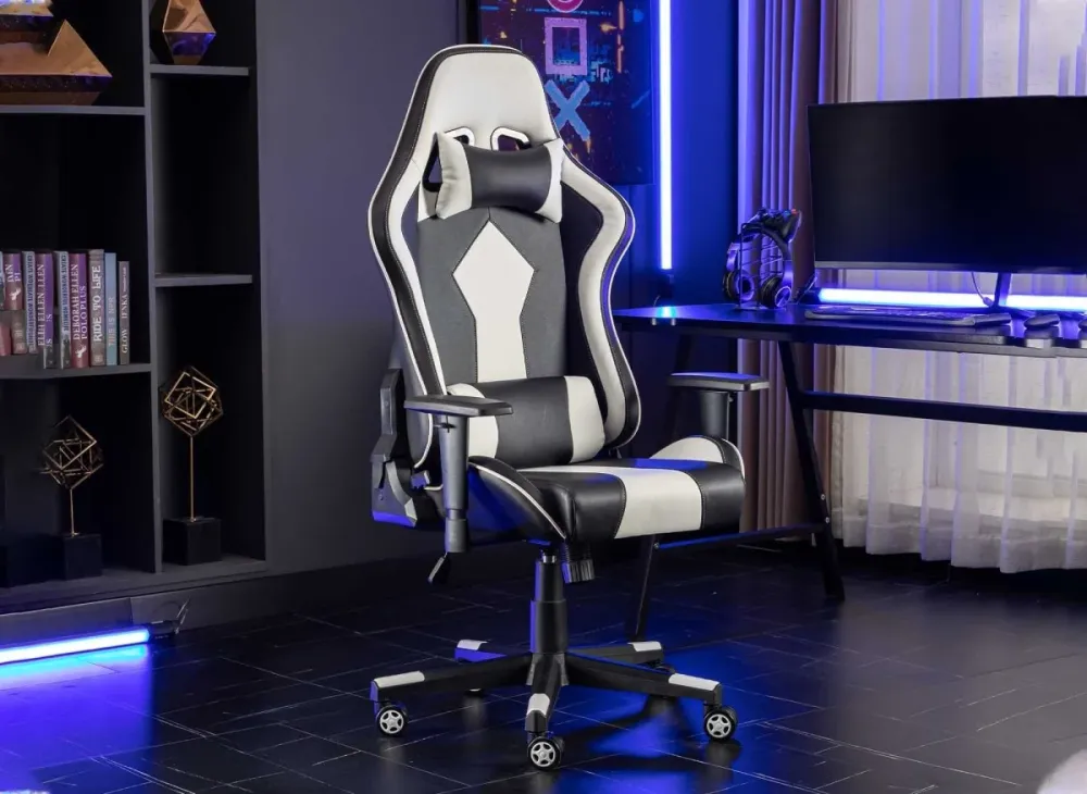 Sedia da ufficio da gaming similpelle nera e bianca SOUL MLM
