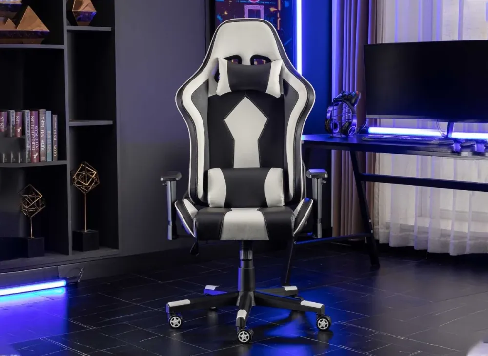 Sedia da ufficio da gaming similpelle nera e bianca SOUL MLM