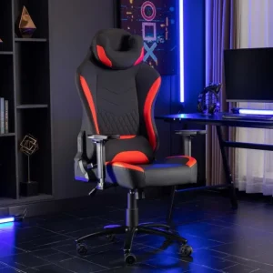 Sedia da ufficio da gaming similpelle nera e rossa EVALD MLM