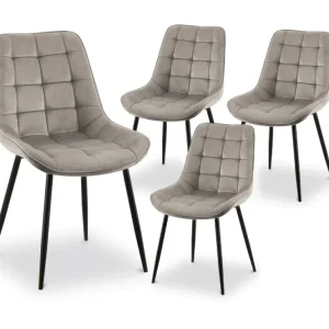 Set di 4 sedie imbottite velluto beige SOREN MLM