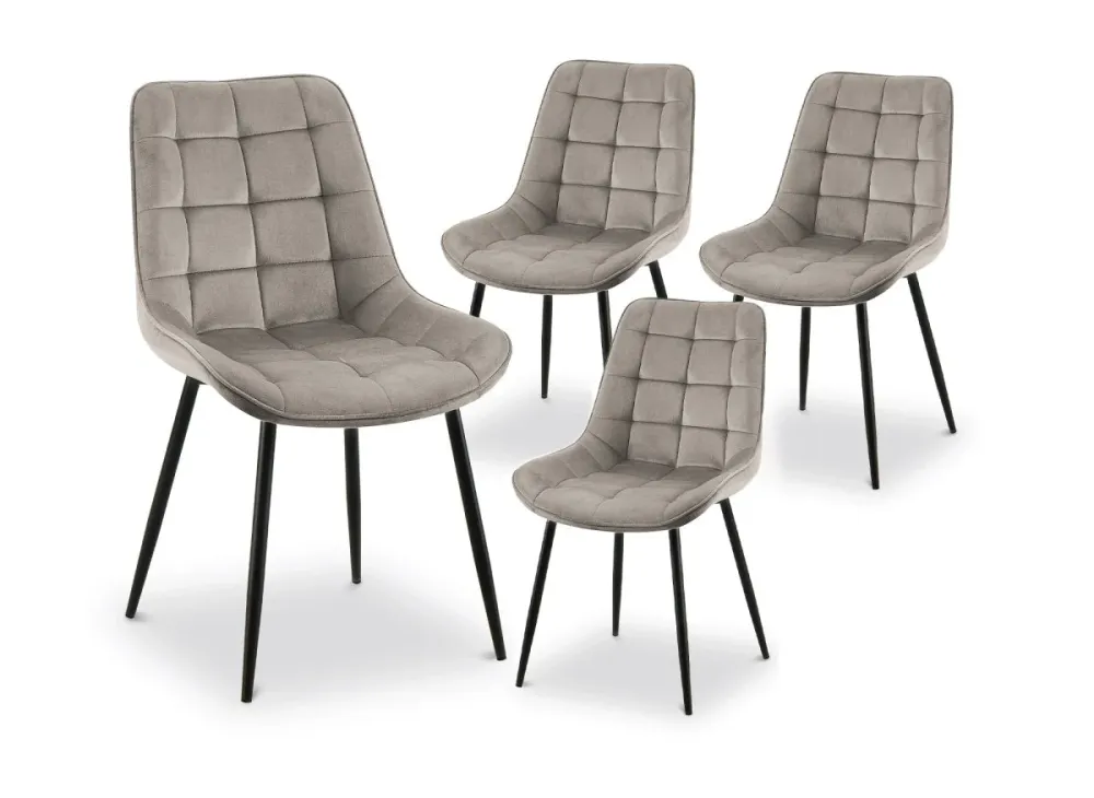 Set di 4 sedie imbottite velluto beige SOREN MLM
