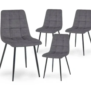 Set di 4 sedie JEREMI imbottite tessuto grigio MLM
