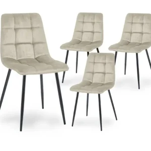 Set di 4 sedie JEREMI imbottite velluto beige MLM