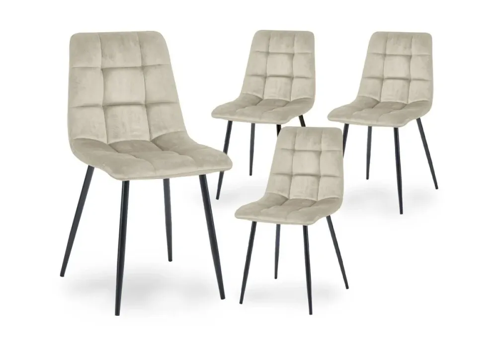 Set di 4 sedie JEREMI imbottite velluto beige MLM