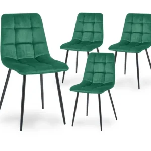Set di 4 sedie JEREMI imbottite velluto verde MLM