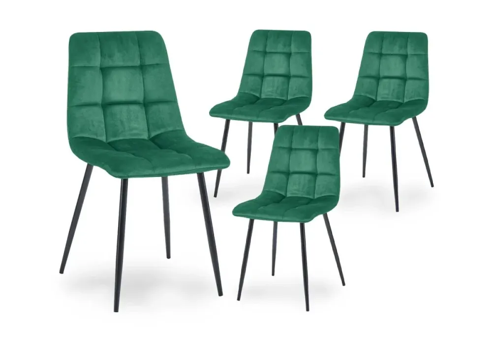 Set di 4 sedie JEREMI imbottite velluto verde MLM