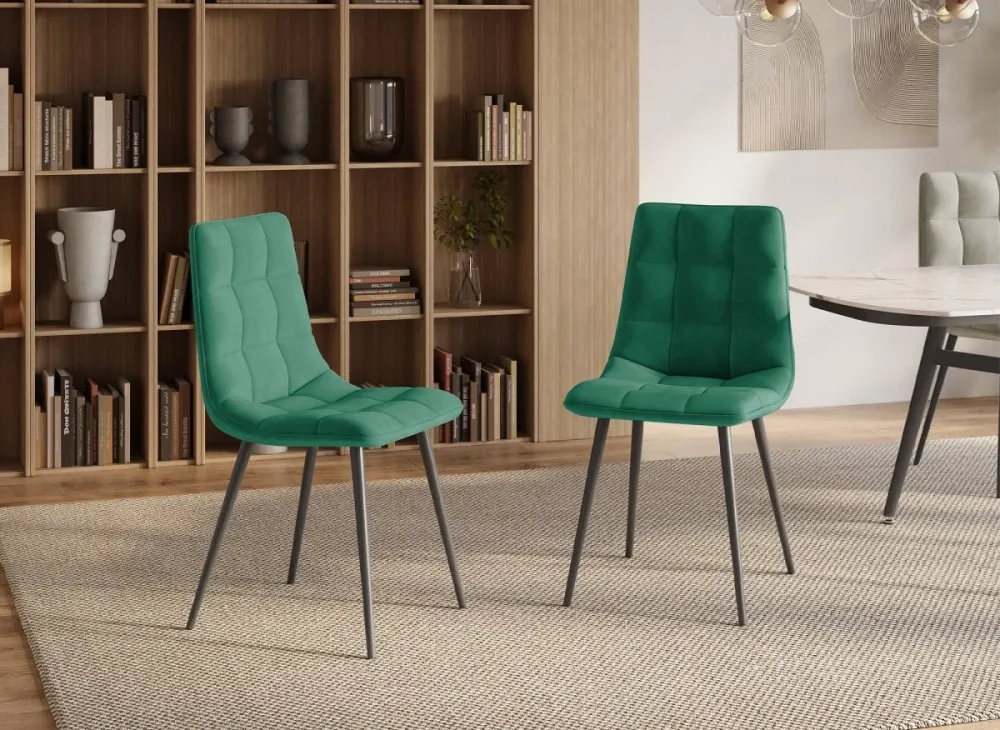 Set di 4 sedie JEREMI imbottite velluto verde MLM