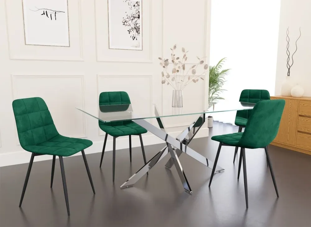 Set di 4 sedie JEREMI imbottite velluto verde MLM