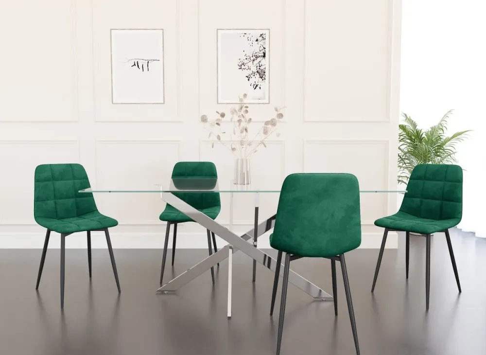 Set di 4 sedie JEREMI imbottite velluto verde MLM