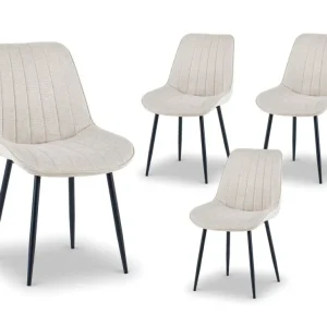 Set di 4 sedie tessuto beige LOREVA MLM