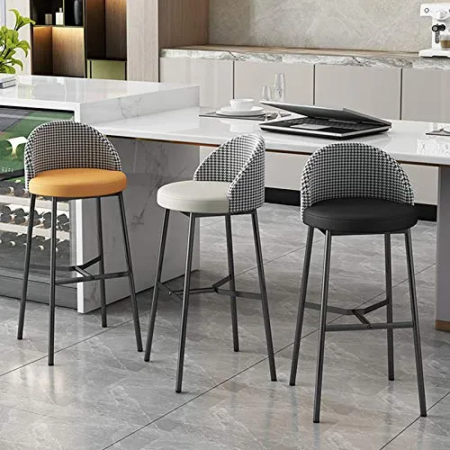 MYAOU Sedie da Cucina Sgabelli da Bar Neri con Schienale Sgabello da Bar Pelle Grigia per caffè da Salotto Sedie da bancon...