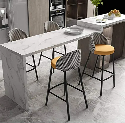 N-B Sgabello da Bar Pelle, Sgabello da Bar, Sgabello Alto Moderno Ferro per la casa, Sgabello da Bar da Cucina Arancione,...