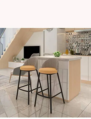 N-B Sgabello da Bar Pelle, Sgabello da Bar, Sgabello Alto Moderno Ferro per la casa, Sgabello da Bar da Cucina Arancione,...
