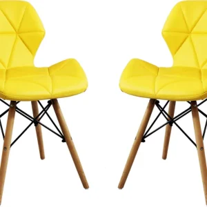 NAOMIE - set di 2 sedie moderne ecopelle e legno Giallo Milani Home