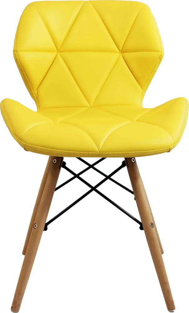 NAOMIE - set di 2 sedie moderne ecopelle e legno Giallo Milani Home