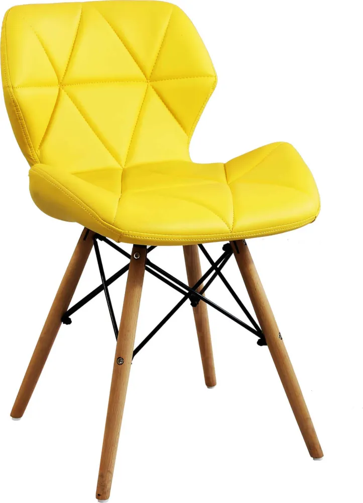 NAOMIE - set di 2 sedie moderne ecopelle e legno Giallo Milani Home