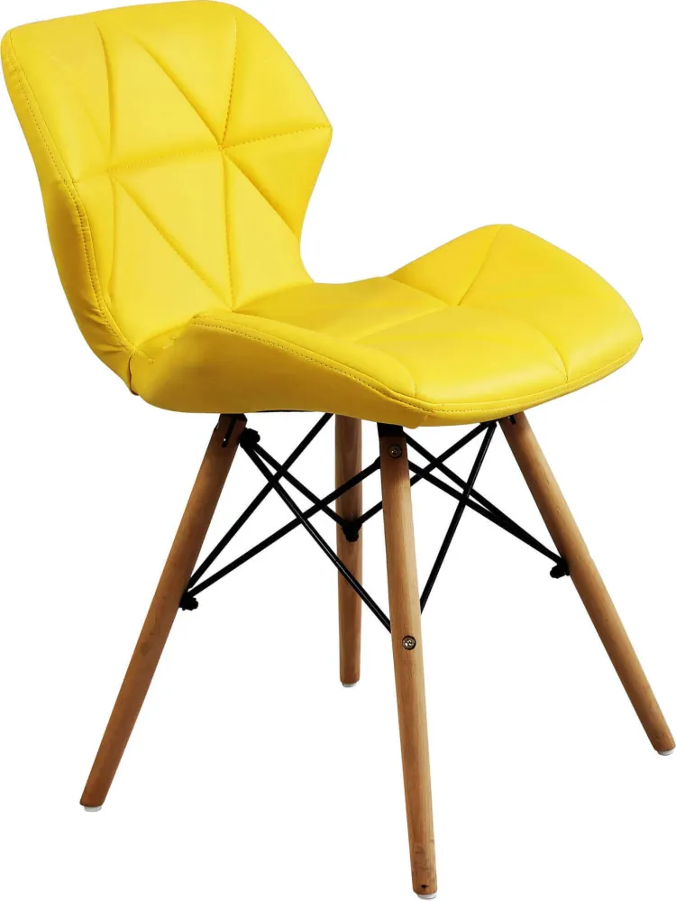 NAOMIE - set di 2 sedie moderne ecopelle e legno Giallo Milani Home