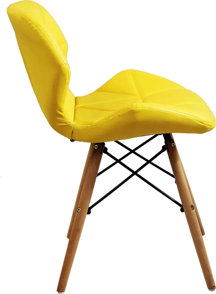 NAOMIE - set di 2 sedie moderne ecopelle e legno Giallo Milani Home