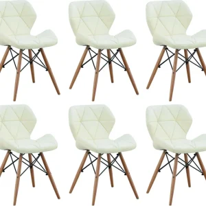 NAOMIE - set di 6 sedie moderne ecopelle e legno Bianco Milani Home