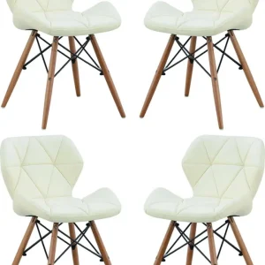 NAOMIE - set di 4 sedie moderne ecopelle e legno Bianco Milani Home