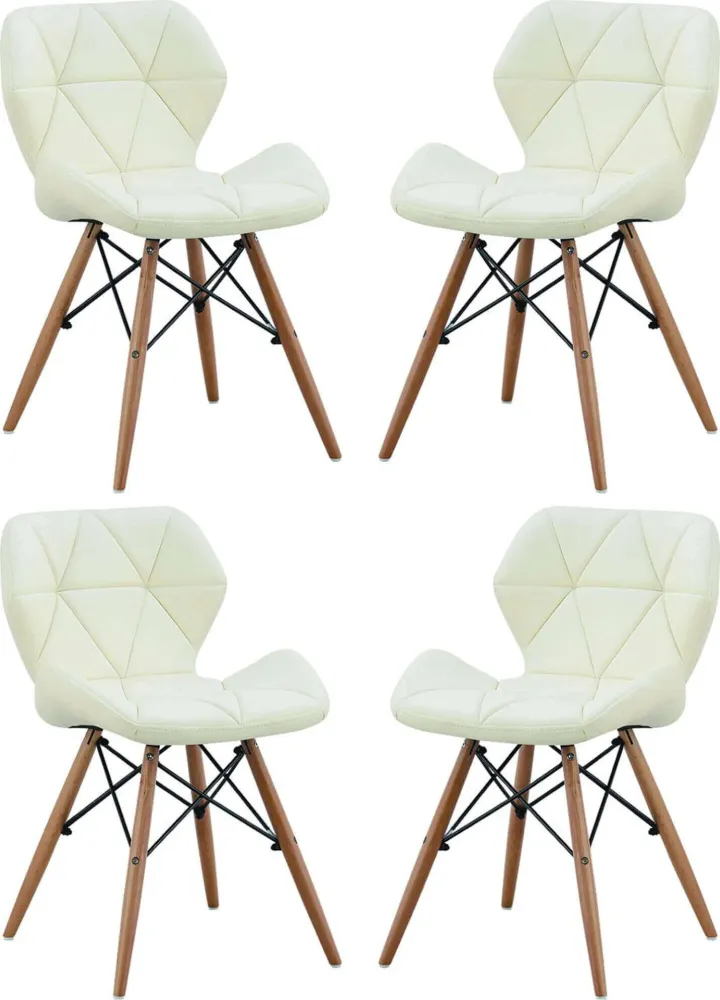 NAOMIE - set di 4 sedie moderne ecopelle e legno Bianco Milani Home