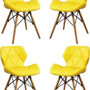 NAOMIE - set di 4 sedie moderne ecopelle e legno Giallo Milani Home