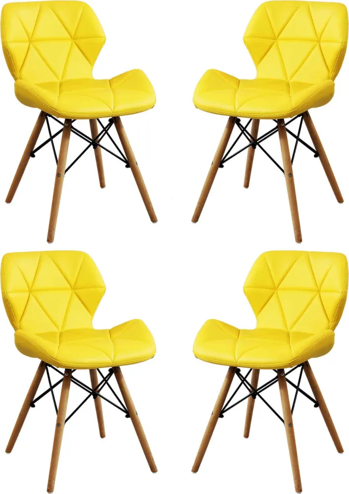 NAOMIE - set di 4 sedie moderne ecopelle e legno Giallo Milani Home