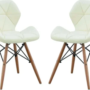 NAOMIE - set di 2 sedie moderne ecopelle e legno Bianco Milani Home
