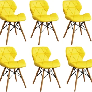 NAOMIE - set di 6 sedie moderne ecopelle e legno Giallo Milani Home