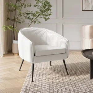 Poltrona trasformabile velluto beige con piedi neri TRECY NBC