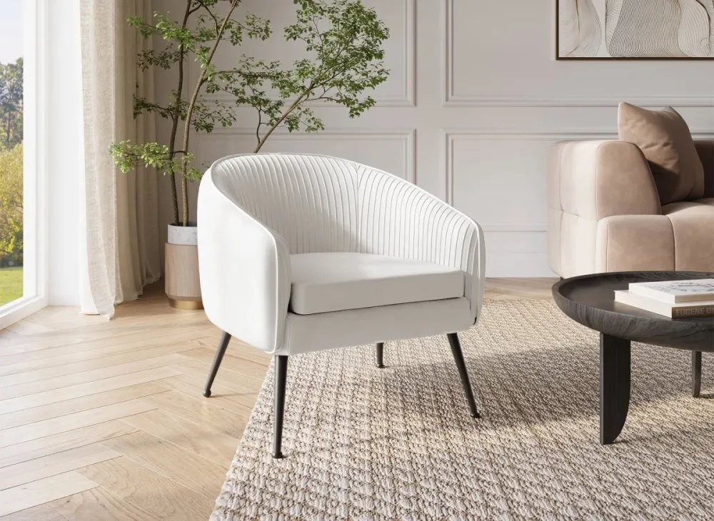 Poltrona trasformabile velluto beige con piedi neri TRECY NBC